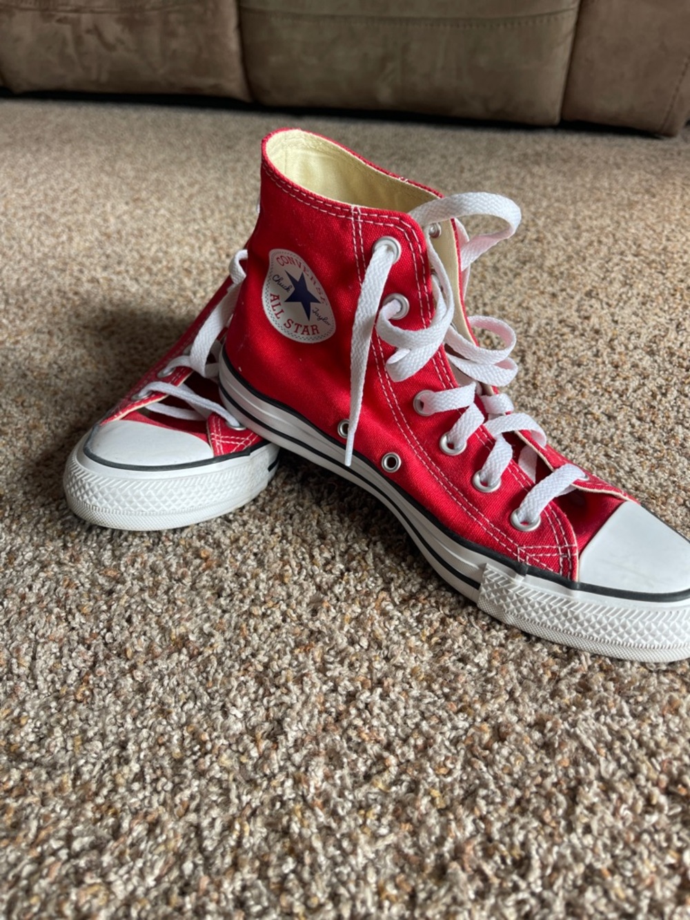 Converse Red High Top Sneakers with White Accents